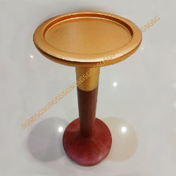 Candle Holders Pillar in Wood Gold Finish.