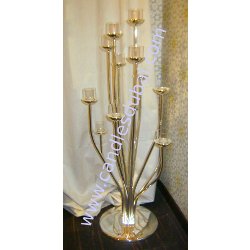 Candleberra - Silver Metal with 10 Arms- Holds 10 Candles.