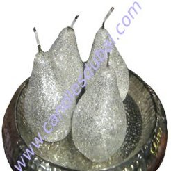 Decorative Pear Shaped Silver Candle