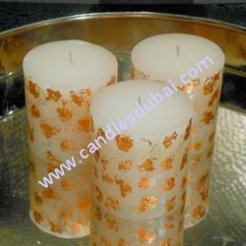 Gold Print Round Pillar Candles