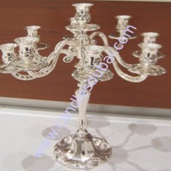 Candleberra - Silver Metal with 8 Arms- Holds 9 Candles.
